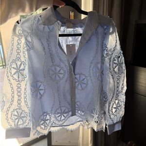 ViVI Light Blue Embroidered Blouse